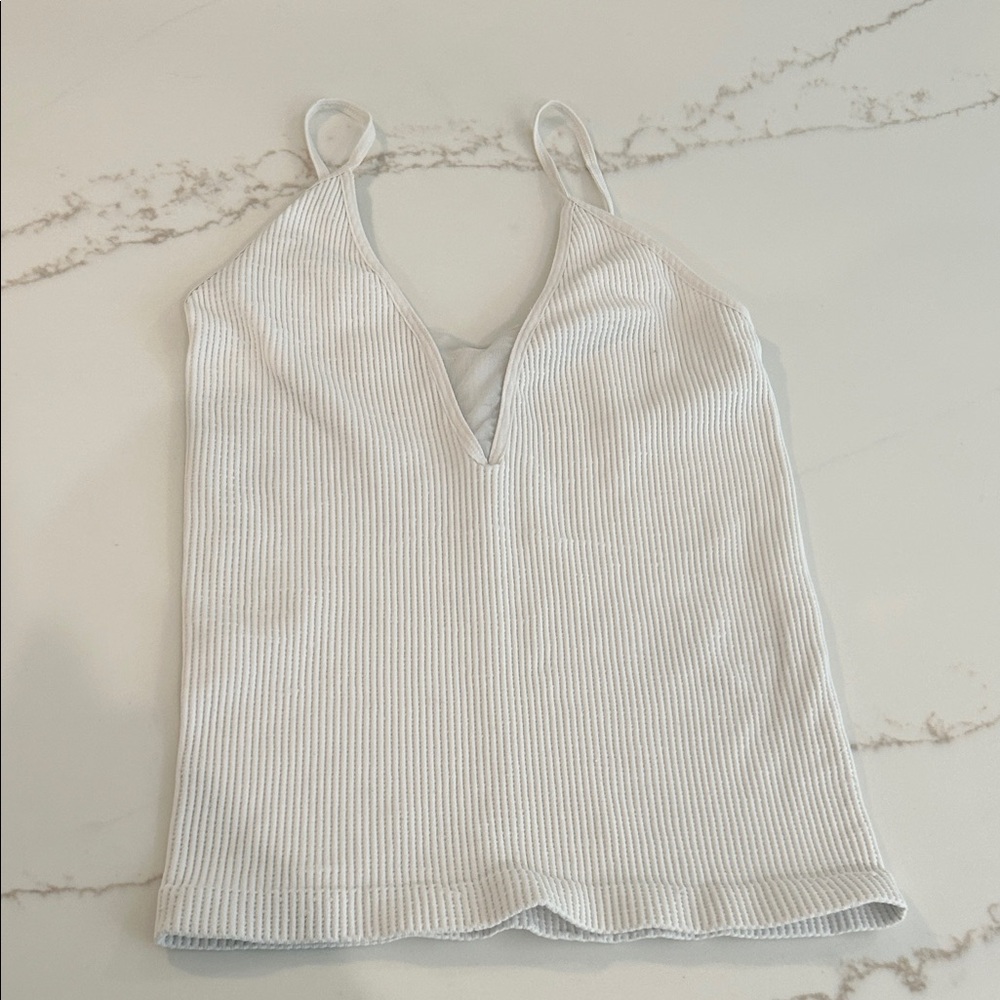 Free People White Ribbed Camisole